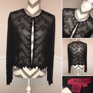 J LAXMI | Hand made sheer beaded evening jacket